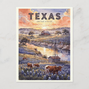 Postal Texas EE. UU. Viajes Vintage