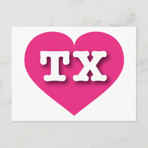 Postal Texas Hot Pink Heart - Amo TX
