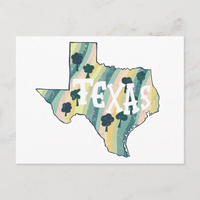 Postal Texas Illustrated Map Colorful Bold (Anverso)