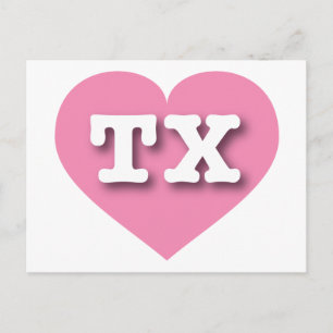 Postal Texas Pink Heart - Amo TX