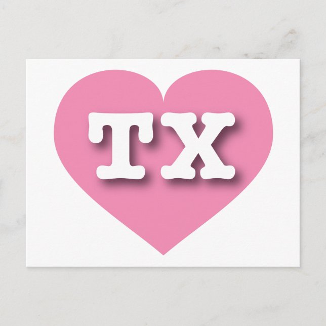 Postal Texas Pink Heart - Amo TX (Anverso)