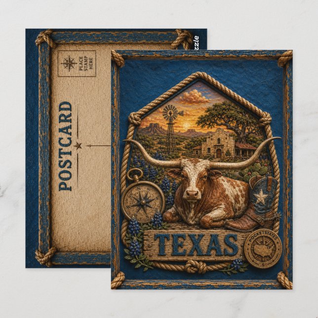 Postal Texas Viajes Antiguos (Anverso / Reverso)