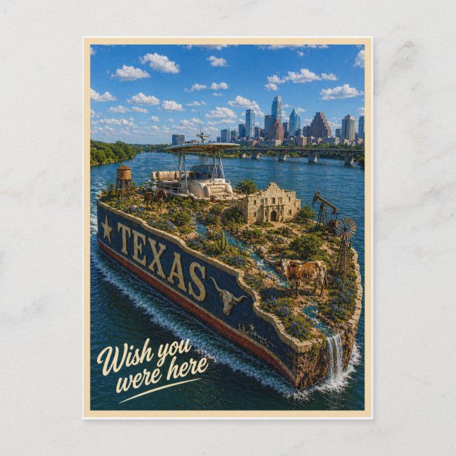 Postal Texas | Wish You Were Here | Serie del Estado (Anverso)