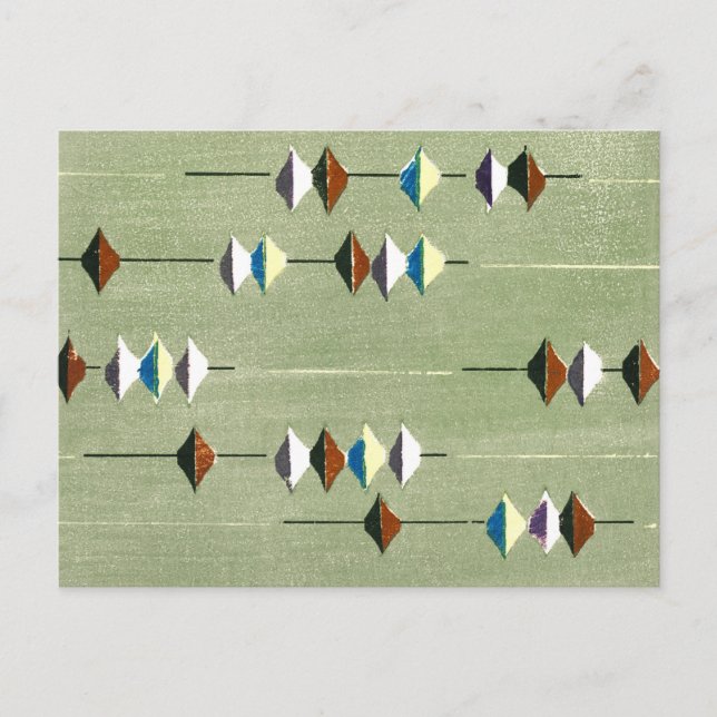 Postal Textil de corte de madera japonesa (Anverso)