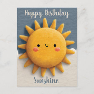Postal Texto Adorable del Sol con Cara Sonriente y Texto