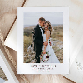 Postal Texto blanco y rojo oscuro | Boda de fotos Gracias