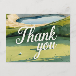 Postal Texto de agradecimiento de golf en green de puttin