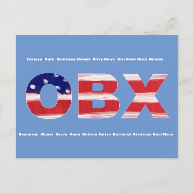 Postal Texto De Bandera De OBX Y Ciudades (Anverso)
