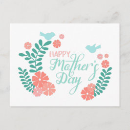 Postal texto de caligrafía día de la madre flores felices