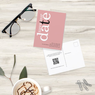 Postal Texto de código QR Rosa de polvo minimalista Guard