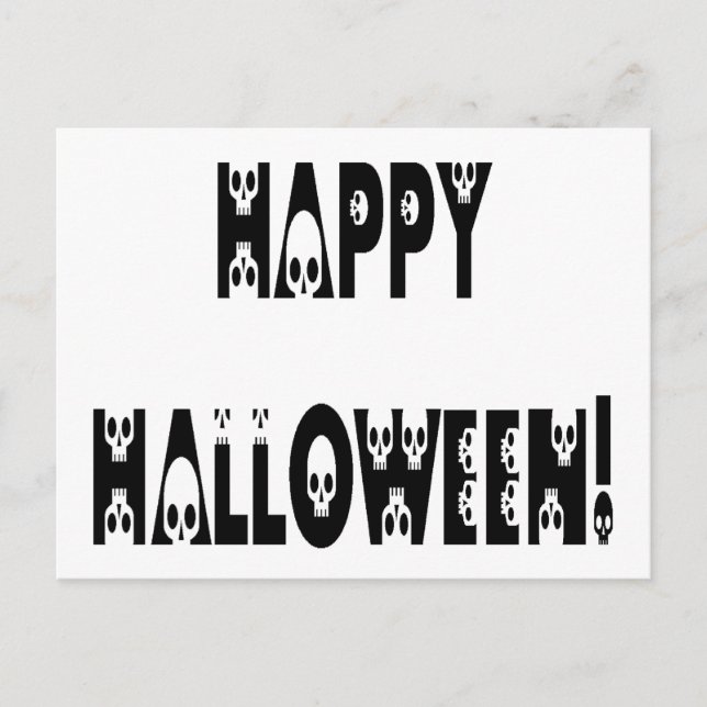 Postal Texto de Halloween Esqueleto (Anverso)
