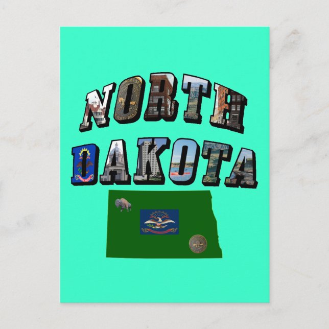 Postal Texto de imagen de Dakota del Norte (Anverso)