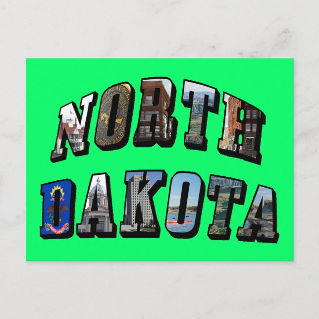 Postal Texto de imagen de Dakota del Norte (Anverso)