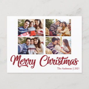 Postal TEXTO DE IMAGEN personalizado Navidades rojos simp