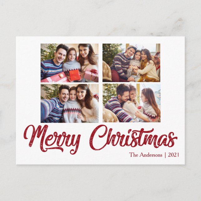 Postal TEXTO DE IMAGEN personalizado Navidades rojos simp (Anverso)