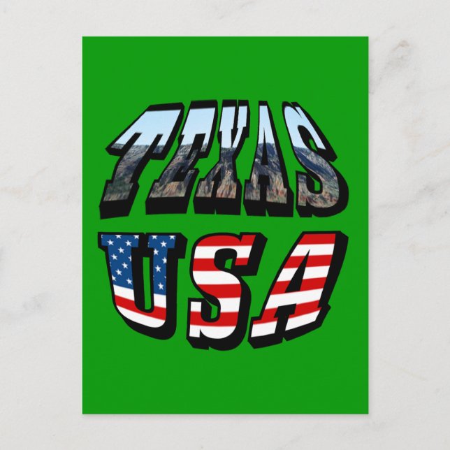 Postal Texto de imagen y bandera de Texas (Anverso)