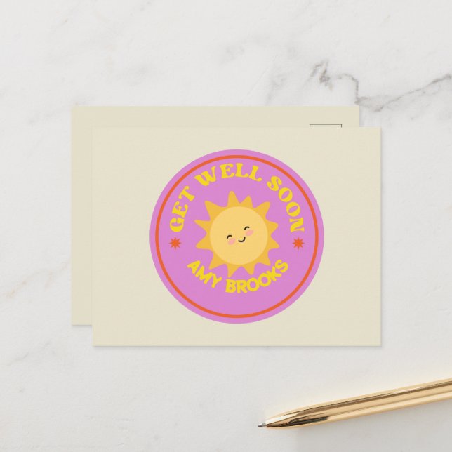 Postal Texto de nombre personalizado para una pronta recu (Anverso/Reverso In Situ)