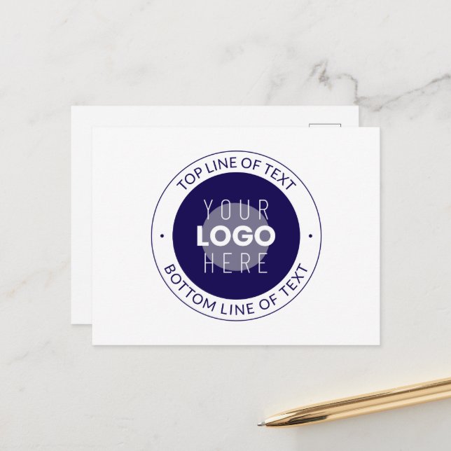 Postal Texto de personalizable y su logotipo | Púrpura az (Anverso/Reverso In Situ)