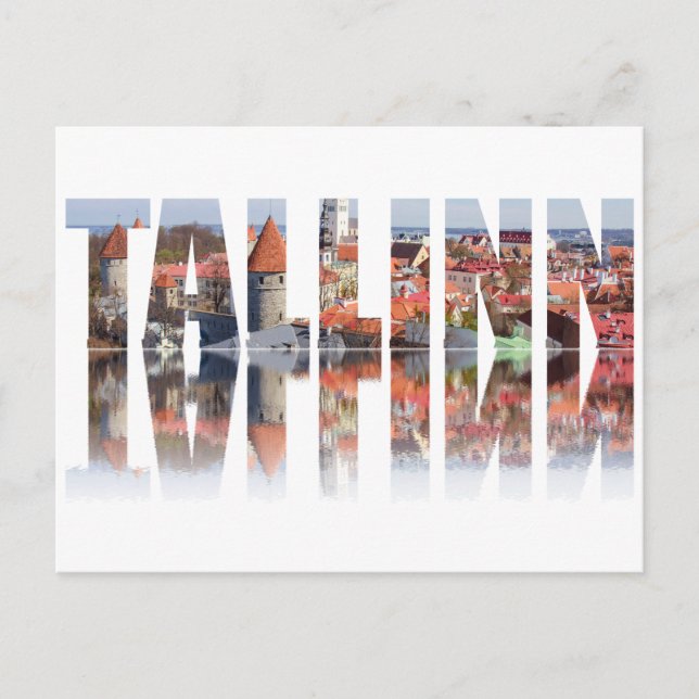Postal Texto de Tallin compuesto por la vista de la ciuda (Anverso)