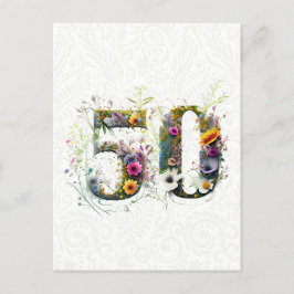 Postal Texto decorativo de flores silvestres para cumplea