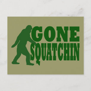 Postal Texto del eslogan verde fuera de squatchin