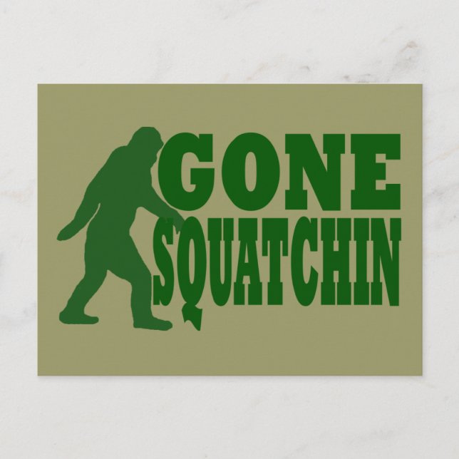 Postal Texto del eslogan verde fuera de squatchin (Anverso)