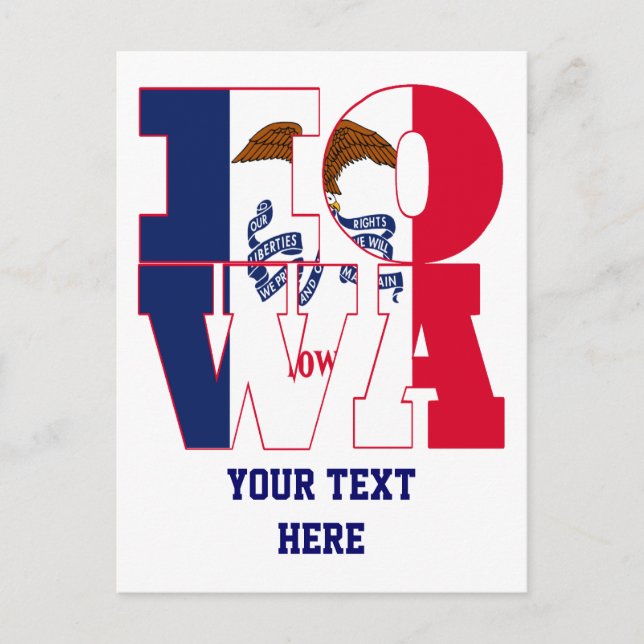 Postal Texto del indicador de estado de Iowa (Anverso)