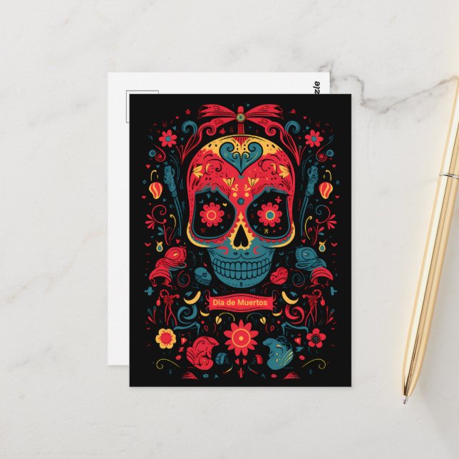 Postal Texto del personalizado Dia de Muertos ☠️ Recordat (Anverso/Reverso In Situ)