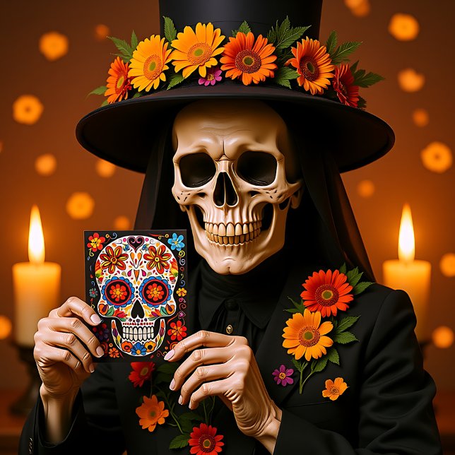 Postal Texto del personalizado 💀 Exquisito Día de Muerto (Custom text 💀Exquisite Día de Muertos Postcard)
