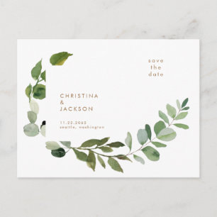 Postal Texto dorado Eucalipto Boda Save the Date