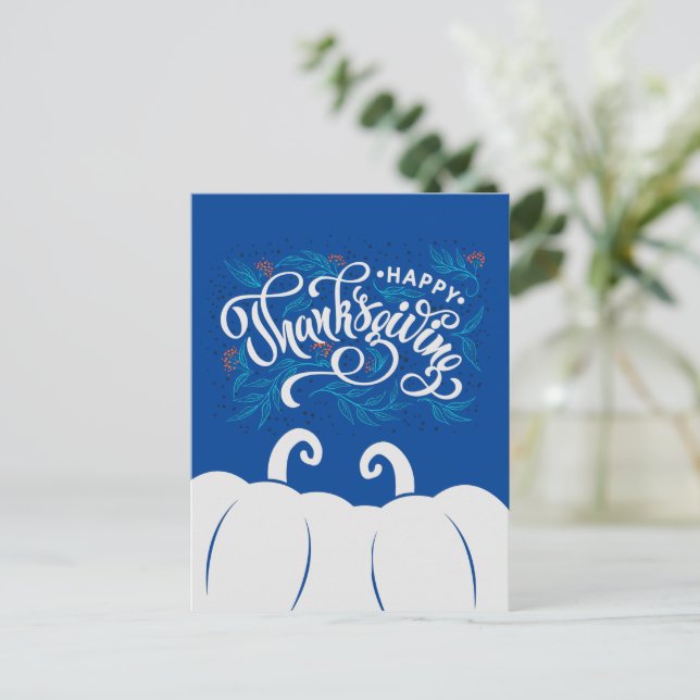 Postal Texto elegante Feliz Día de Acción de Gracias con  (Anverso de pie)