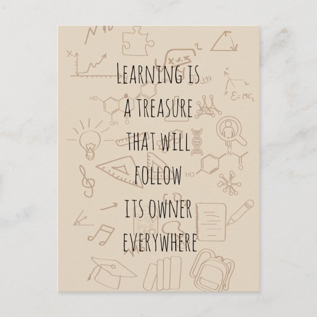 Postal texto en un fondo escolar (Anverso)