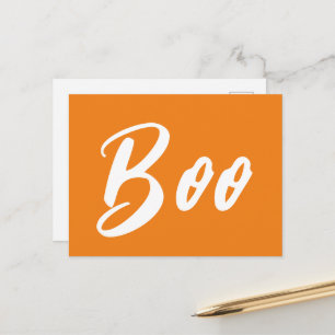 Postal Texto fantasma Halloween blanco naranja boo