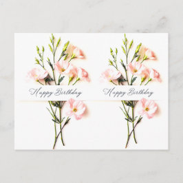 Postal Texto manuscrito elegante de cumpleaños con flores