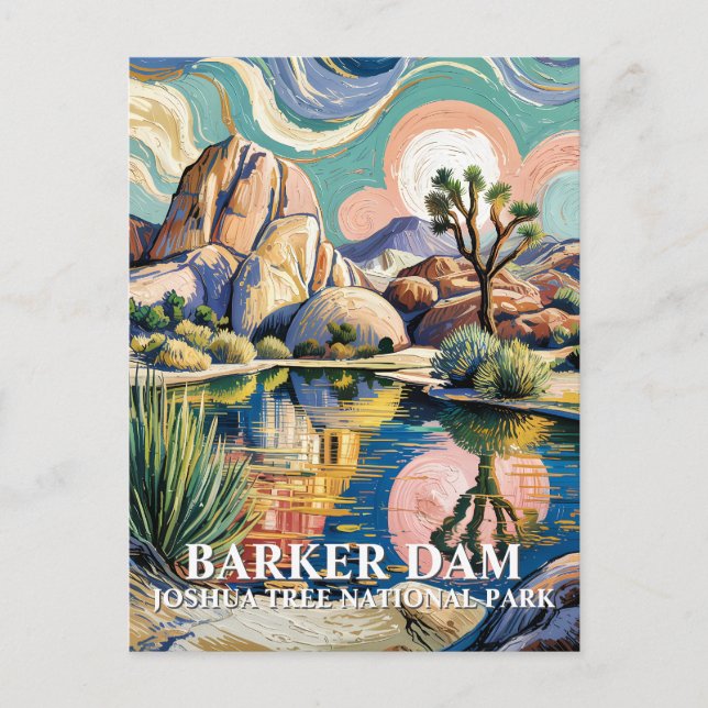 Postal Texto personalizado Barker Dam Joshua Tree Van Gog (Anverso)