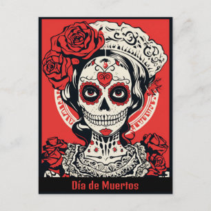 Postal Texto personalizado 💀 Calavera Pop Art roja y bla