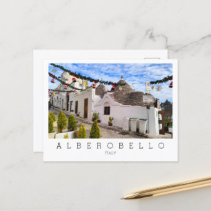 Postal texto personalizado, casas de trulli en Alberobell