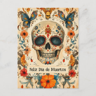 Postal texto personalizado 💀 colorido Día de Muertos