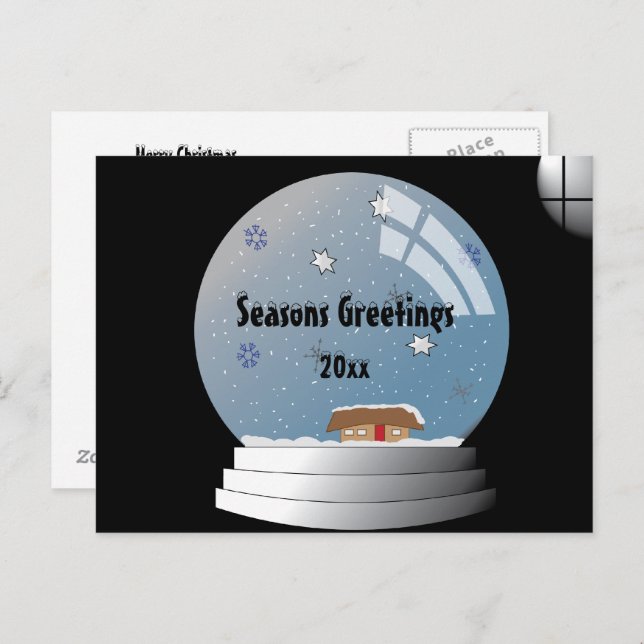 Postal Texto Personalizado de SnowGlobe personalizado ilu (Anverso / Reverso)