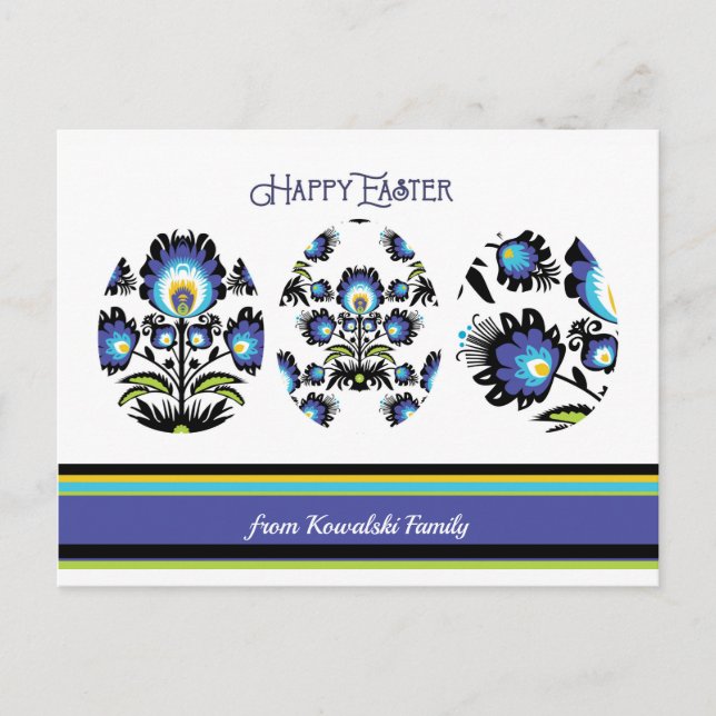 Postal Texto Personalizado de tres huevos de Pascua (Anverso)