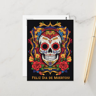 Postal Texto personalizado Día de Muertos☠️ Calavera de A
