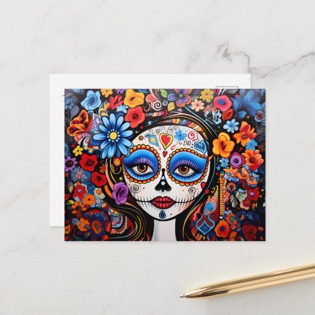Postal Texto personalizado Dia de Muertos ☠️ La Calavera  (Anverso/Reverso In Situ)