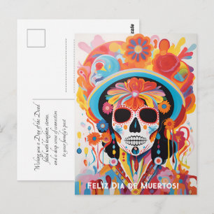 Postal Texto personalizado Dia de Muertos La Calavera Cat