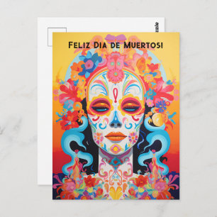 Postal Texto personalizado Dia de Muertos La Calavera Cat