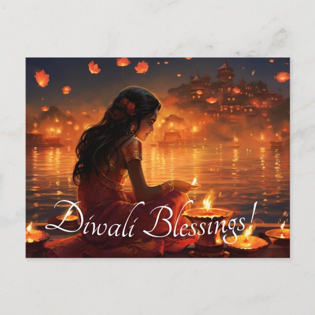 Postal Texto personalizado 🤩 Feliz Diwali (Anverso)