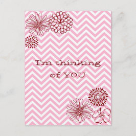 Postal Texto personalizado floral chevron rosa moderno