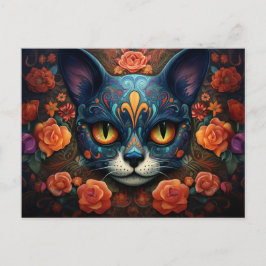 Postal Texto personalizado 💀 😺 Gato De Los Muertos