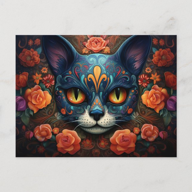 Postal Texto personalizado 💀 😺 Gato De Los Muertos (Anverso)