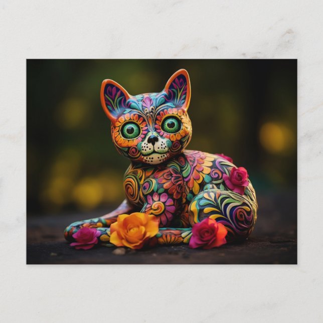 Postal Texto personalizado 💀😺 Gato De Los Muertos (Anverso)