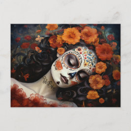 Postal Texto personalizado 💀  La Calavera Catrina con ro